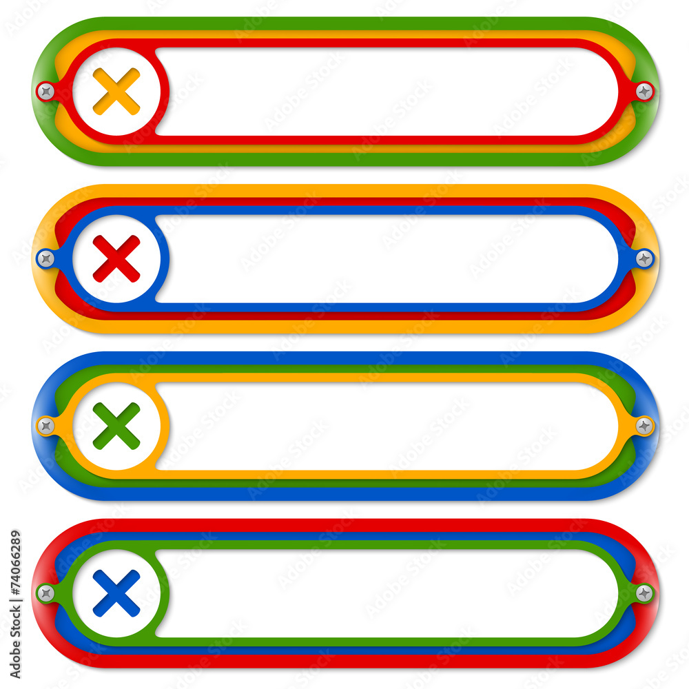 Poster four colored frames for any text and multiplication symbol