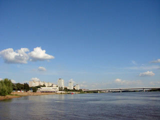 Naklejka premium The bridge over the Irtysh river