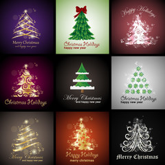 Christmas tree vector set, isolated on background, vector illustration