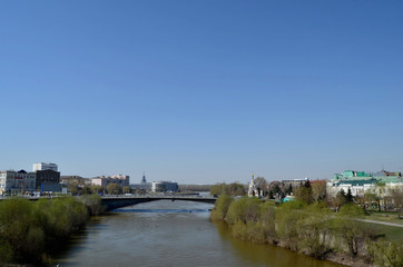Fototapeta na wymiar Om River in early spring, the city of Omsk, Siberia, Russia