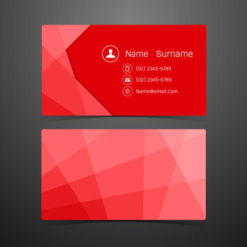 Business Cards Polygonal red design. Vector illustration