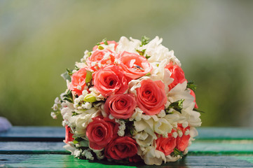 Wedding Rings on Bouquet