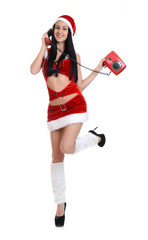 Beautiful and sexy woman wearing santa clause costume