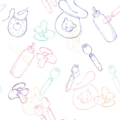 seamless pattern with baby items