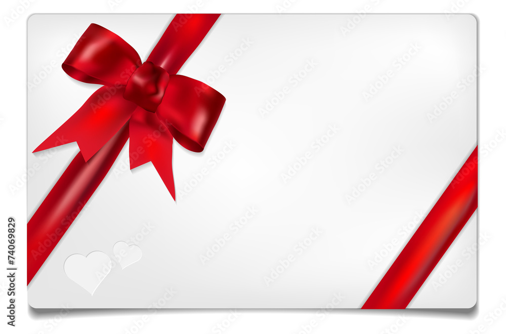Poster paper card with red bow and place for your text