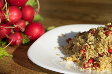 couscous with pomegranate and walnuts