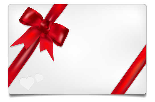 Paper card with red bow and place for your text