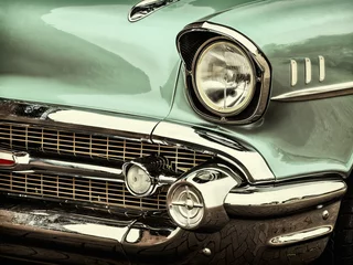 Zelfklevend Fotobehang Retro gestileerde afbeelding van een voorkant van een klassieke auto © Martin Bergsma