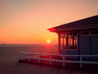 Beach house and sun rise