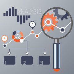 Growth chart with magnifying glass focusing