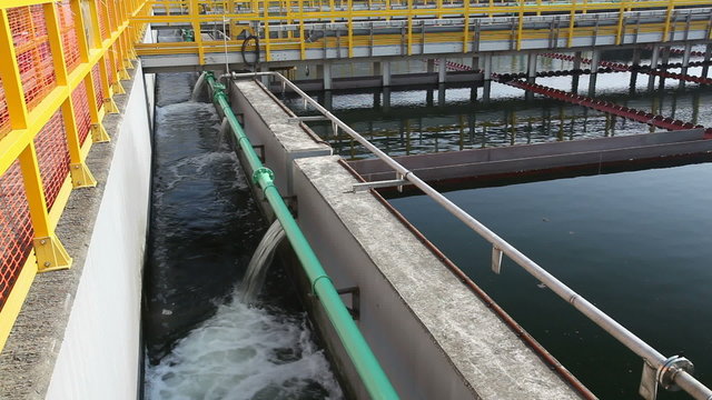 Sedimentation tanks in a sewage treatment plant