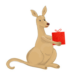 Känguru mit Geschenk