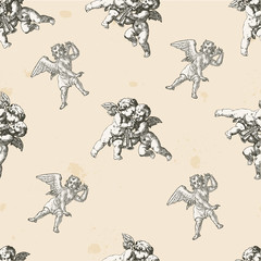Angels pattern - pattern included into the swatches box - obrazy, fototapety, plakaty