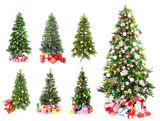 Christmas trees with gifts collage