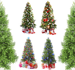 Christmas trees with gifts collage