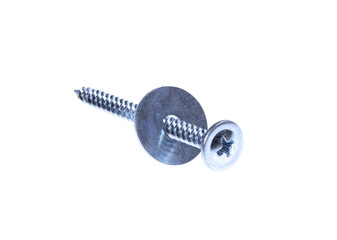 screw  and washers closeup on isolated  white background.