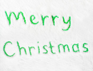Christmas words on snow