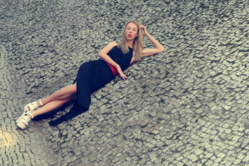 slim model on the street