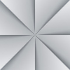 Gray and white folded paper triangles background