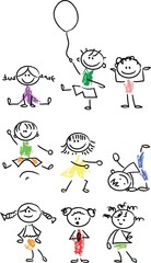 Симпатичные счастливым мультфильм каракули детей