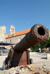 Cannon at the old town of Korcula