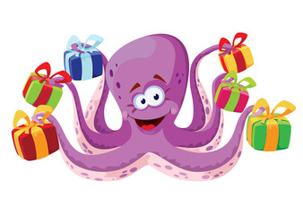 octopus and gifts boxes