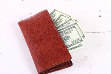 Leather wallet with money purse 