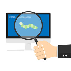 Find Error. Bug Concept Vector