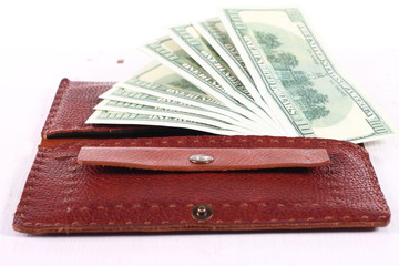 Leather wallet with money purse 
