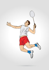 A Professional Badminton Player Jumping