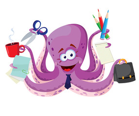 octopus with office supplies © polkan61