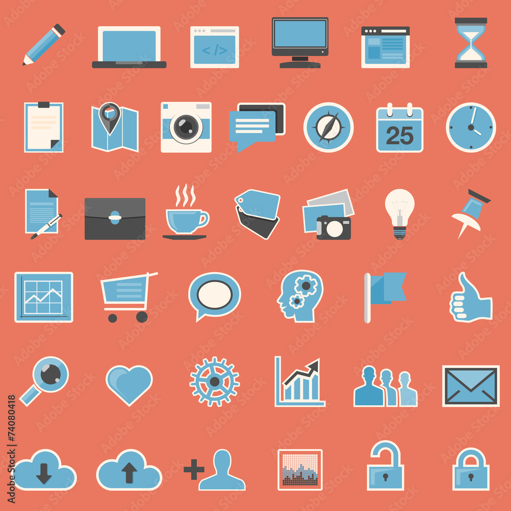 Poster set of web icons in flat design