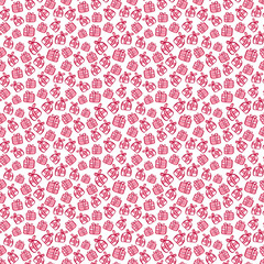 Seamless pattern with pink gift boxes