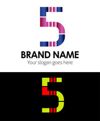 Number 5 logo company vector design template