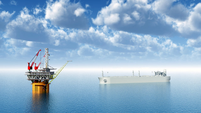 Oil Platform and Supertanker