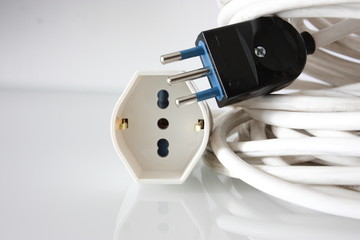 Power cord with plugs and sockets