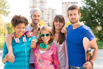 Young people in skatepark