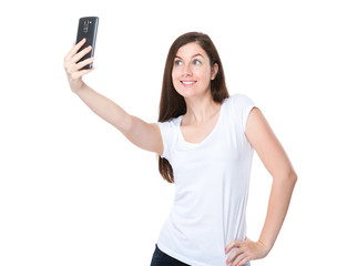 Fototapeta premium Woman take selfie