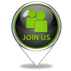 Join us pointer icon on white background
