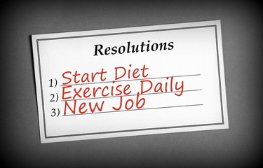 Resolutions List in Black and White with red text