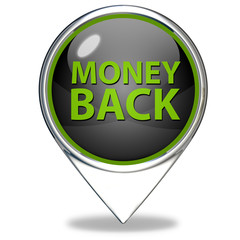 Money back pointer icon on white background
