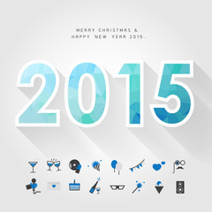 merry christmas and happy new year 2015 on polygon number concep