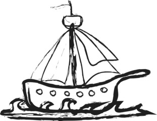 doodle pirate ship