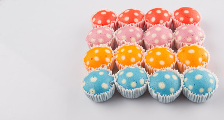 Colorful steamed rice polka dot muffin or apam polka dot