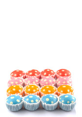 Colorful steamed rice polka dot muffin or apam polka do