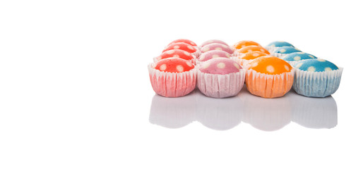 Colorful steamed rice polka dot muffin or apam polka do