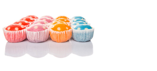 Colorful steamed rice polka dot muffin or apam polka do