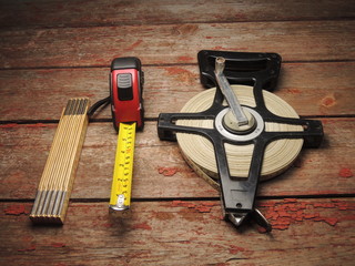 Measuring tools on rough table