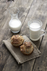 Fresh homemade bread and milk