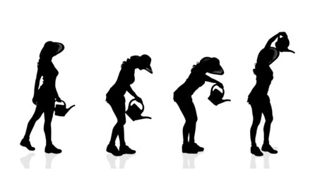 Vector silhouette of a gardener.